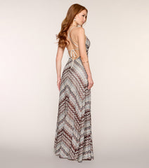 Chantelle Chevron A-Line Formal Dress