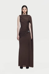 Asymmetrical Draped One-Shoulder Sleeveless Bodycon Dress
