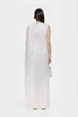 Asymmetrical Draped One-Shoulder Sleeveless Bodycon Dress