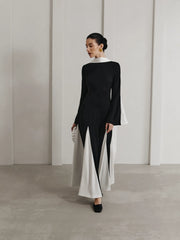 Knitted maxi dress with triangular inserts