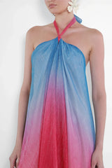 Halter Strapless Sleeveless Ombre Chiffon Dress