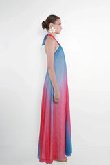 Halter Strapless Sleeveless Ombre Chiffon Dress