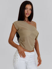 ALEXUS LONGLINE TOP TAN
