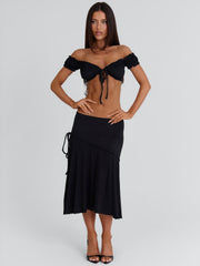 ARRIELLE MIDI SKIRT BLACK