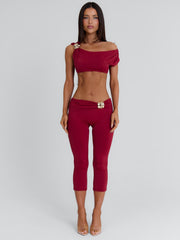 ATHEENA CAPRI PANTS DEEP RED