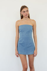 Arla Denim Romper Mini Dress