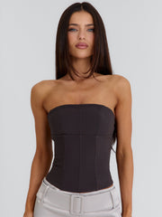 CHAYA CORSET TOP BROWN