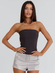 CHAYA CORSET TOP BROWN
