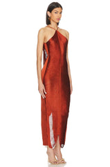 Halter Neck Metallic Fringe Dress