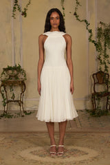 Scarf-Style Sleeveless Backless Spaghetti Strap Chiffon-Panel Dress