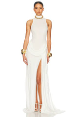 High-Neck Tank-Style High-Slit Dress