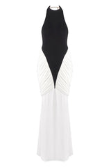 Sleeveless Backless Ruched Splicing Bodycon Dress