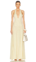 Halter V Neck Maxi Dress