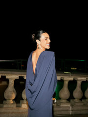 Navy blue and oyster-colored dress