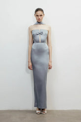 Bust Bow Cut-Out Strapless Dress