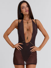 JAHLI TWO PIECE MINI DRESS BROWN