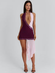 NATALEE MINI DRESS BURGUNDY