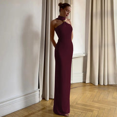 High Neck Sleeveless Metallic Bodycon Dress