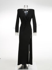 V-Neck Jersey Twist Maxi Dress
