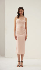 Solid A Line Midi Dress