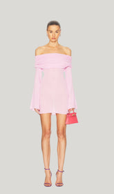 Off Shoulder Rib Knit Mini Dress