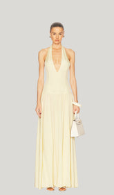 Halter V Neck Maxi Dress