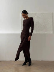 Asymmetrical Pleated Mini Dress with Train