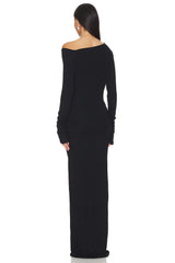 Asymmetrical Off-Shoulder Knit Long-Sleeve Dress