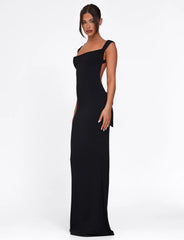 Spaghetti Strap Backless Bodycon with Bow Detail Dress