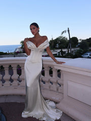 Satin Deep V-Neck Corset Top and Maxi Skirt Two-Piece Set