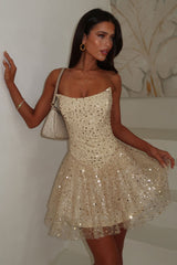 Blaise Strapless Sequin Mini Dress - Champagne
