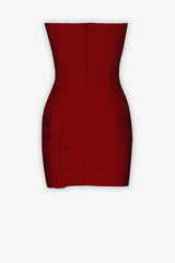 Burgundy Lace-up Bustier Mini Dress