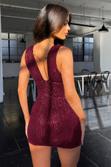 Genevieve Mini Dress - Burgundy Sequin