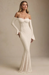 Strapless Long Sleeve Lace Mermaid Dress