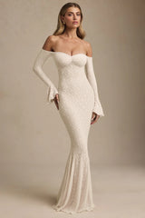 Strapless Long Sleeve Lace Mermaid Dress