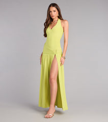 Plans Booked Halter Slit Maxi Dress