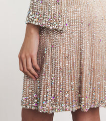 Sequin Rhinestone-Embroidered Long-Sleeve Gown