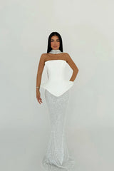 White Viona skirt Top SetEvening Dress