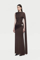 Asymmetrical Draped One-Shoulder Sleeveless Bodycon Dress