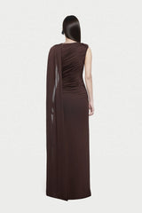 Asymmetrical Draped One-Shoulder Sleeveless Bodycon Dress