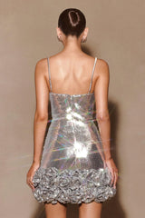 Sequin Flower Mini Dress