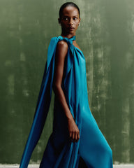 Shoulder-Knot Sash One-Shoulder Satin Evening Gown