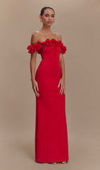 Ruffle Off Shoulder Maxi Dress
