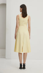 Pleated Split Midi Dress