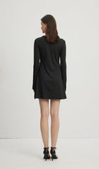 Hollow Out Mini Dress Black