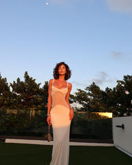 Spaghetti Strap Mesh Splicing Bodycon Dress