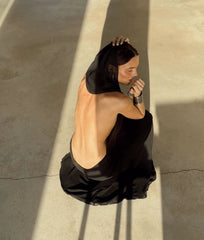 Backless Hooded Chiffon Maxi Dress