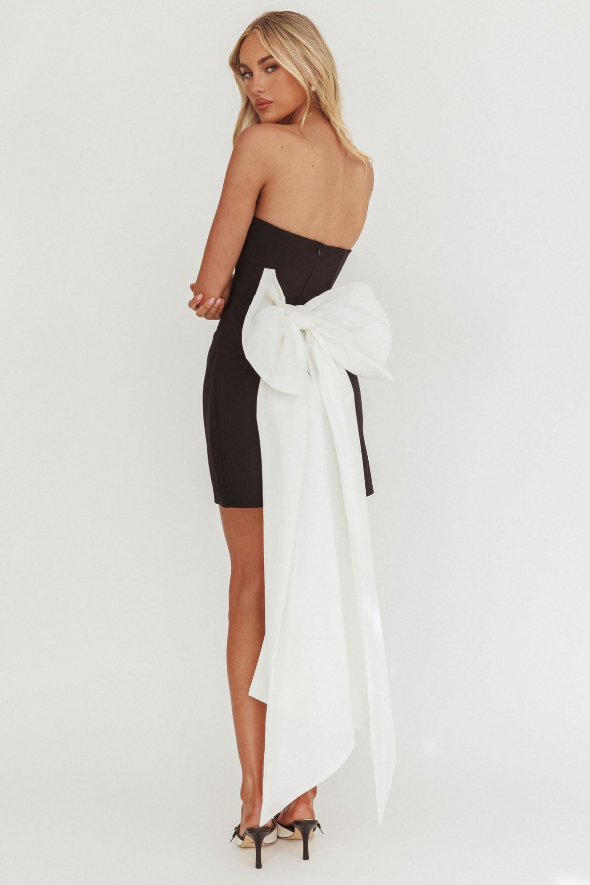 Diamond Sky Bow Back Mini Dress Black