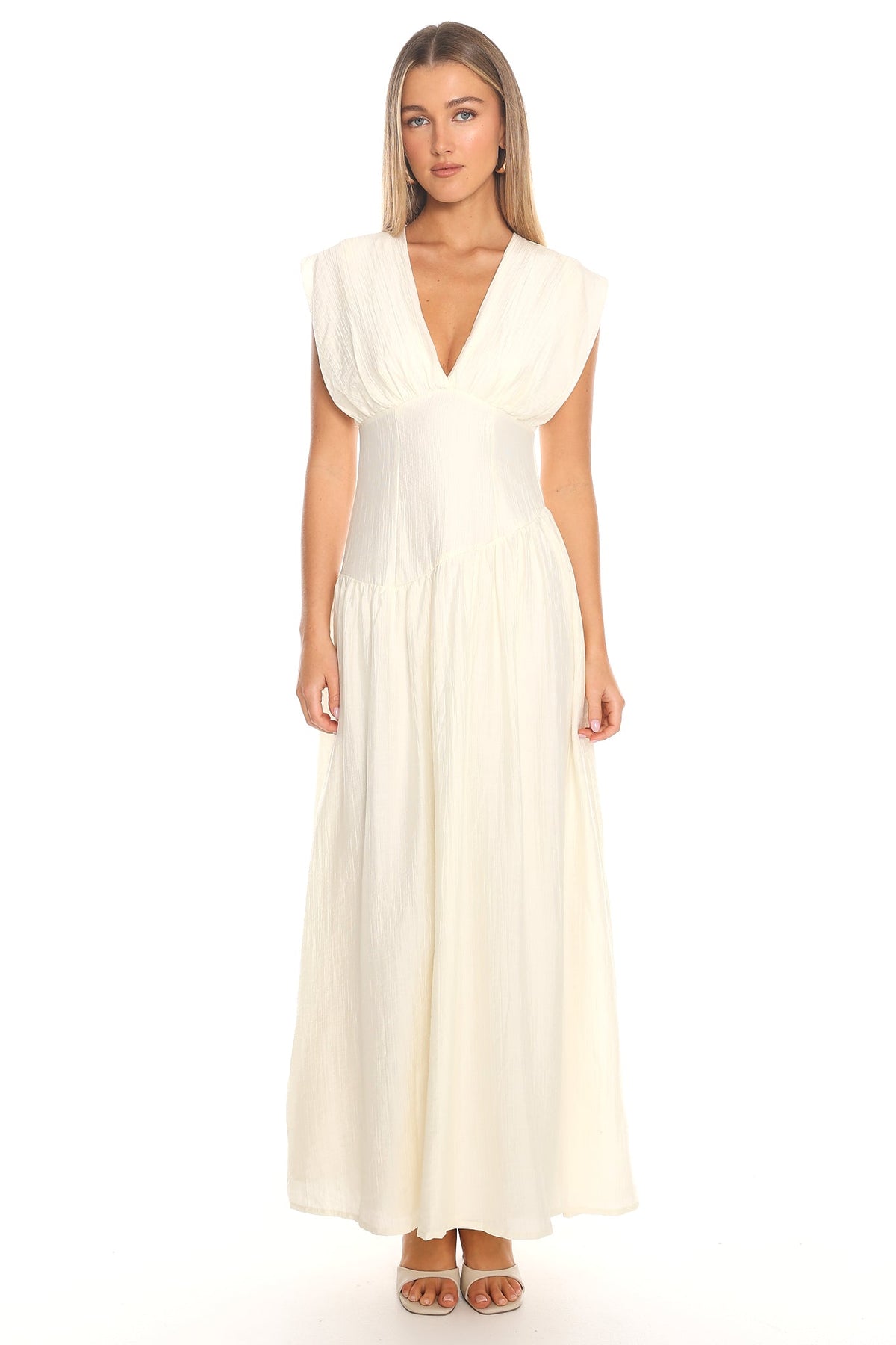 Danicka Asymmetric Waist Maxi Dress Cream