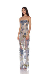 Dahlia Baby Blue Multi Maxi Dress